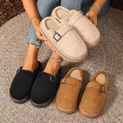 Platform Fuzzy Slippers Women Indoor Plush House Shoes