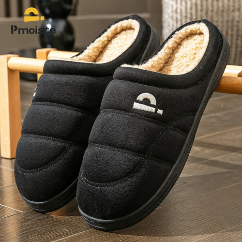 Men's Memory Foam Suede Platform Slippers – Non-Slip Warm House Shoes