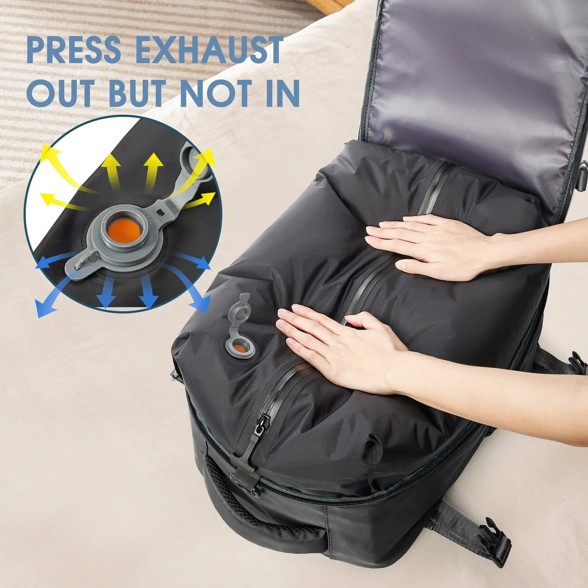 Vacuum Compression Travel Backpack – Large Capacity Expandable Laptop Bag for Men & Women