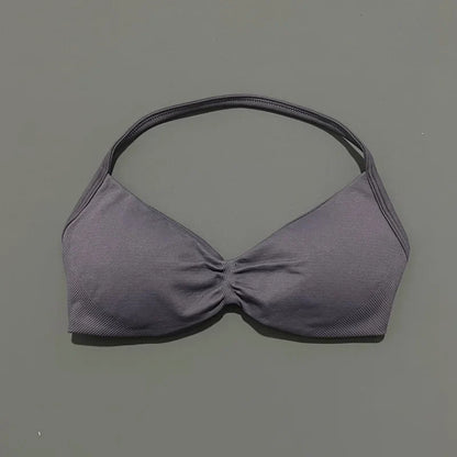 Seamless Halter Sports Bra – Women's Push-Up Gym Bra