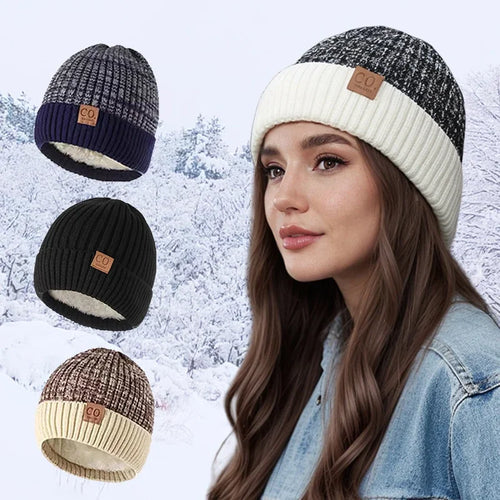 Fleece-Lined Knit Beanie Hat – Warm Winter Ski Cap for Men & Women