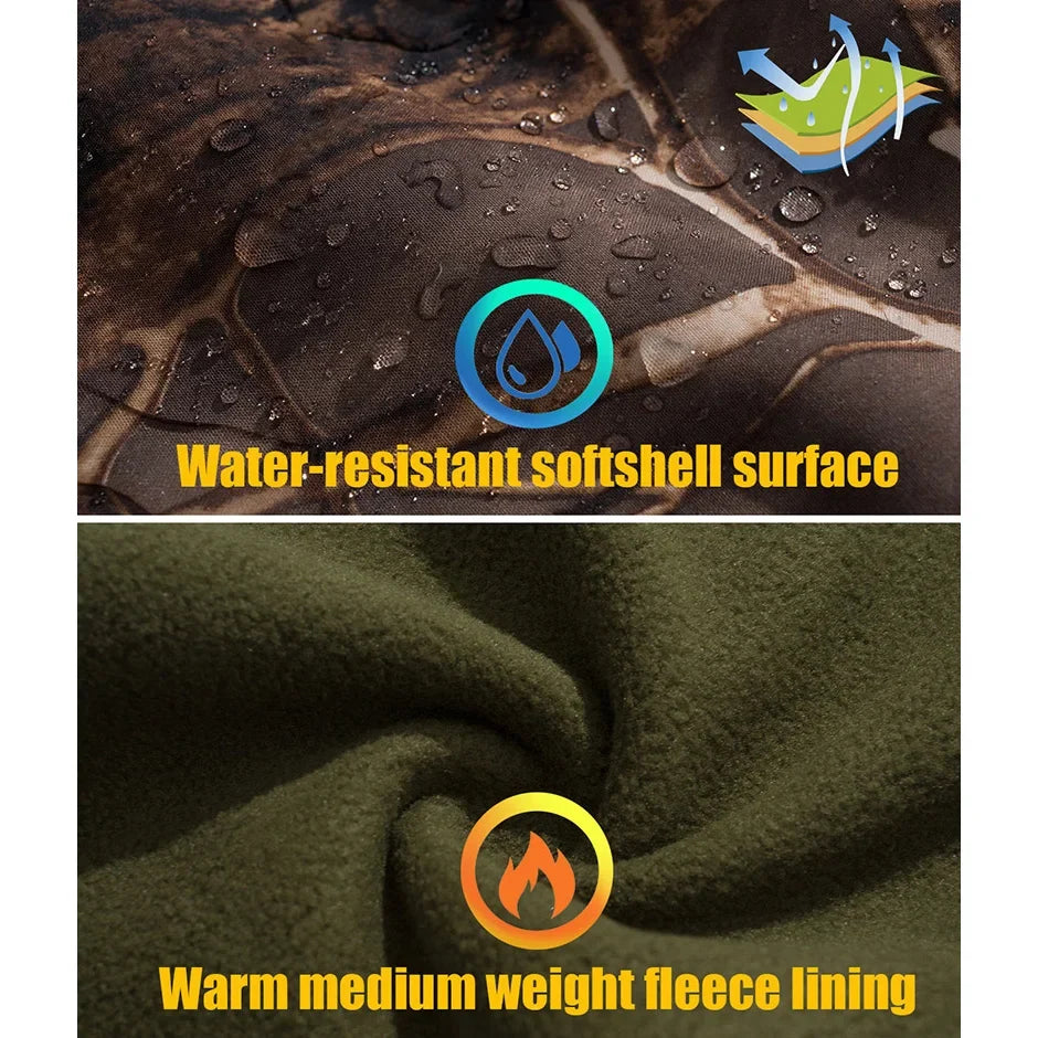 Men's Camouflage Hunting Jacket – Waterproof Fleece Tactical Soft Shell