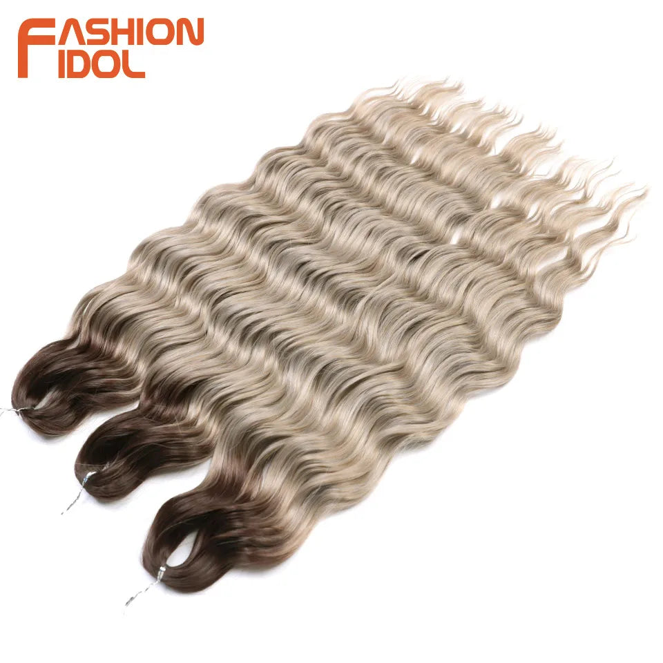 24 Inch Water Wave Crochet Braiding Hair Extensions – Synthetic Ombre