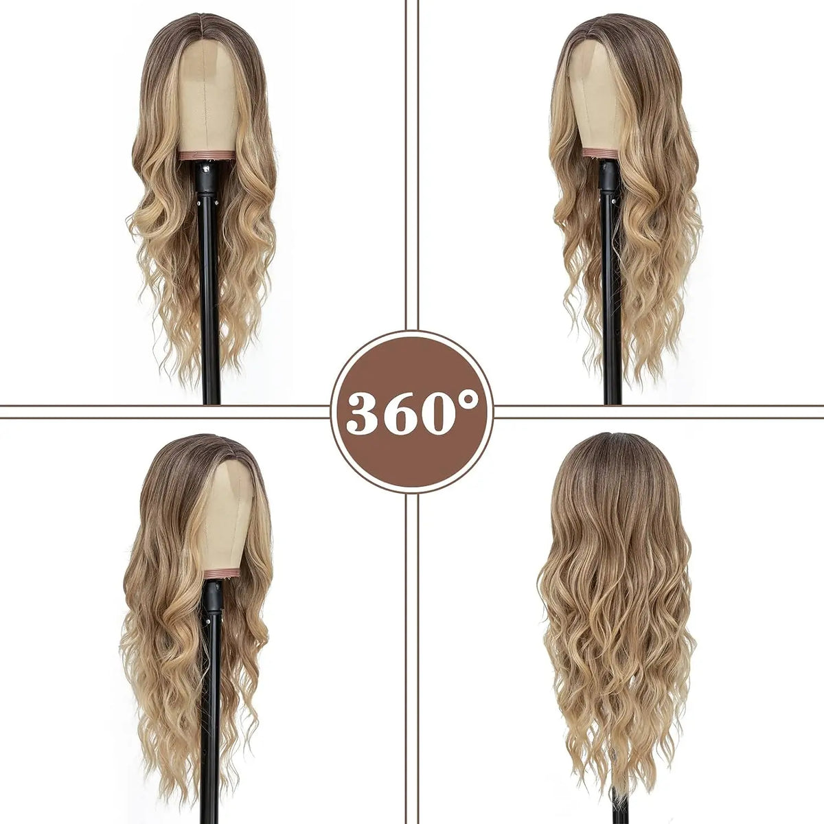 Long Wavy Synthetic Lace Wig – 26 Inch Middle Part, Heat Resistant