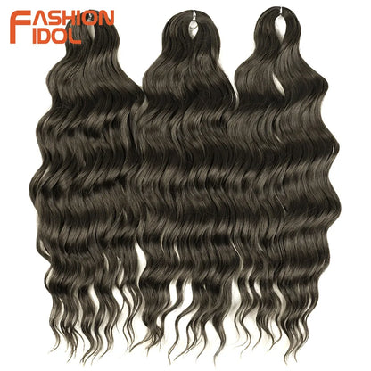 24 Inch Water Wave Crochet Braiding Hair Extensions – Synthetic Ombre