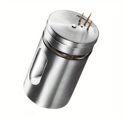 Stainless Steel Seasoning Shaker & Toothpick Holder – 2-in-1 Kitchen Jar