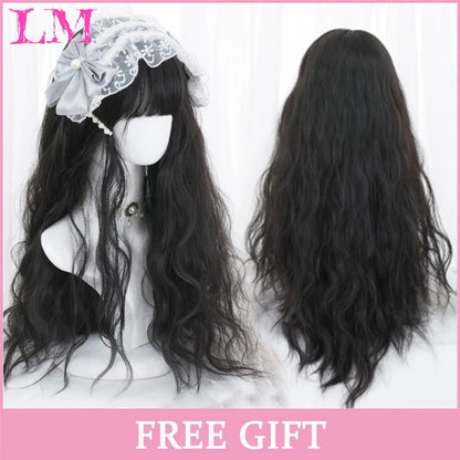 Cosplay Wig with Bangs – Long Straight Synthetic Hair 24 Inch