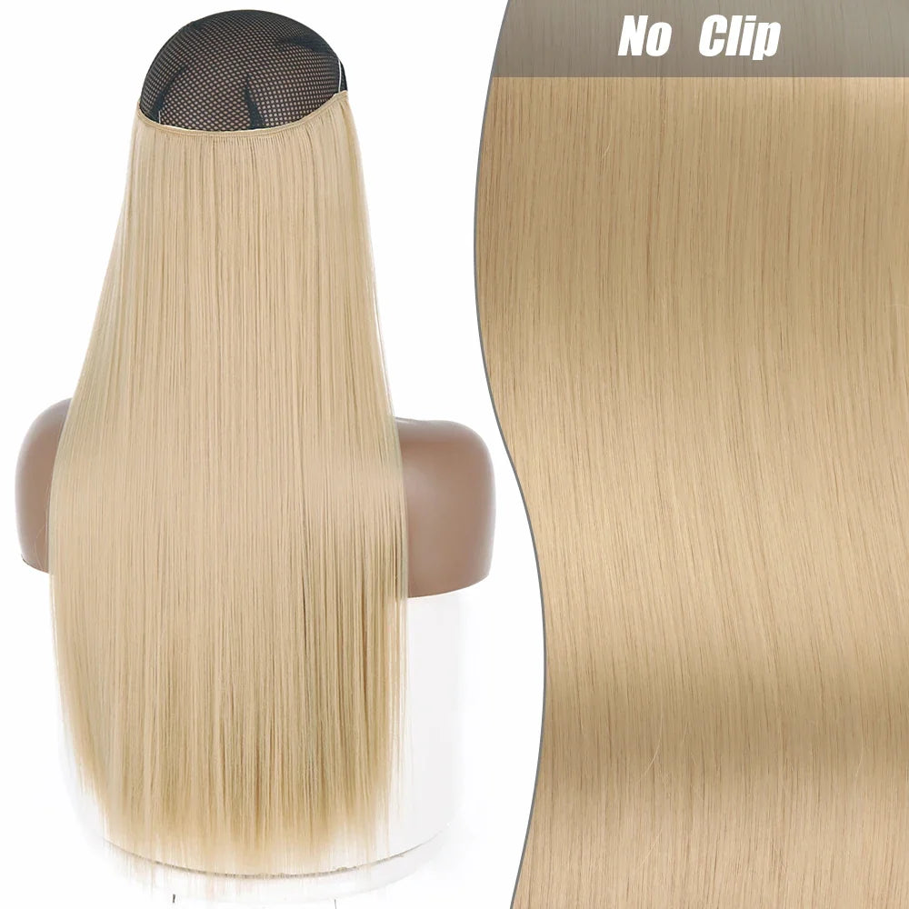 Clip-Free Straight Hair Extension Long Synthetic Hairpiece