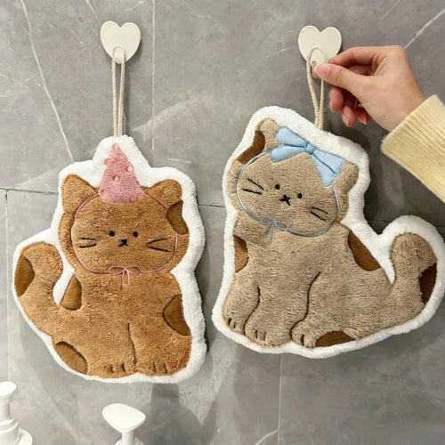 Cute Cat-Shaped Hand Towel – Hanging Absorbent Towel for Kids