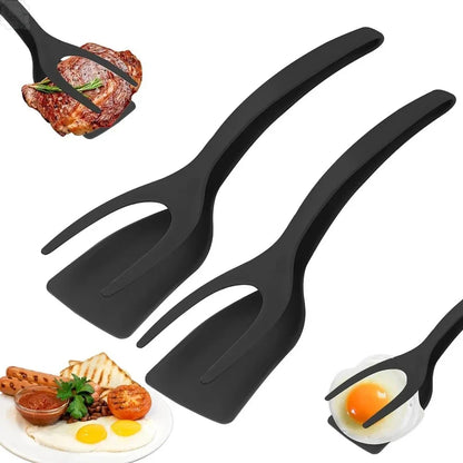 2-in-1 Flip Spatula Tongs – Non-Stick Nylon Kitchen Tool