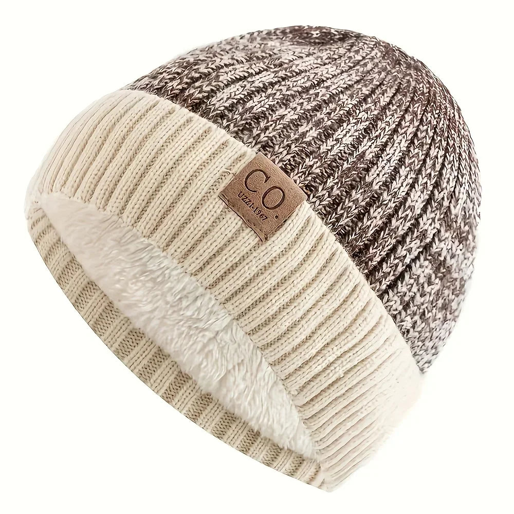 Fleece-Lined Knit Beanie Hat – Unisex Warm Winter Skull Cap