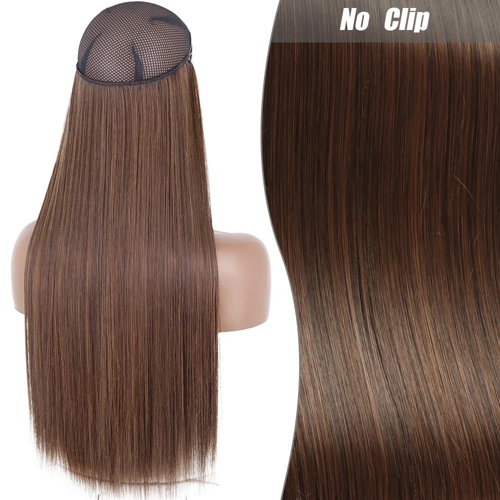 Clip-Free Straight Hair Extension Long Synthetic Hairpiece