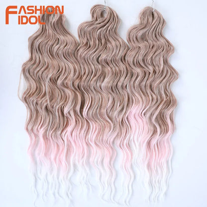 24 Inch Water Wave Crochet Braiding Hair Extensions – Synthetic Ombre