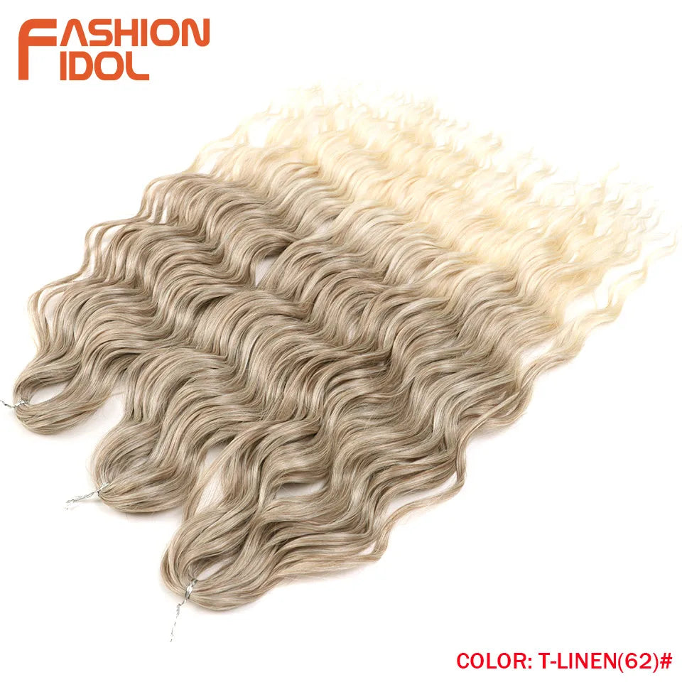 24 Inch Water Wave Crochet Braiding Hair Extensions – Synthetic Ombre