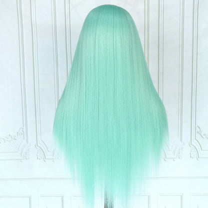 Blue Lace Front Synthetic Wig – Long Straight, 28 Inch, 180% Density