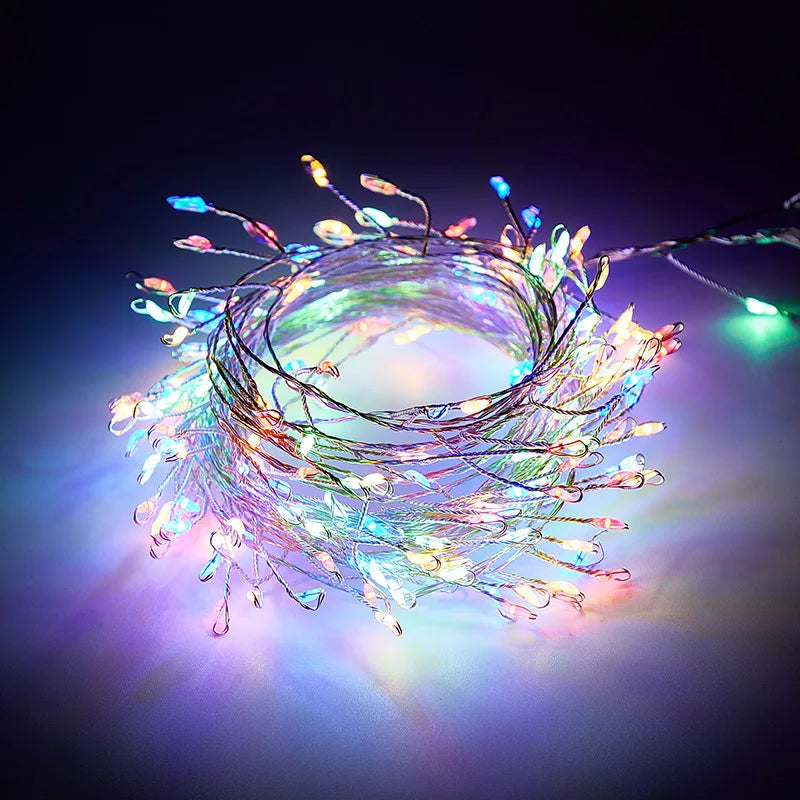 USB Firecracker Fairy String Lights with Remote Control for Wedding Party Garden