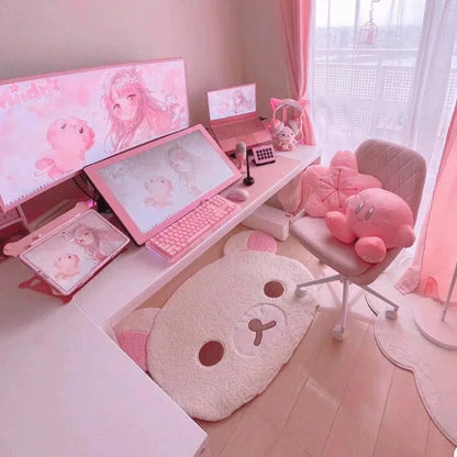 Rilakkuma Bear Shaped Rug – Soft Plush Cartoon Floor Mat