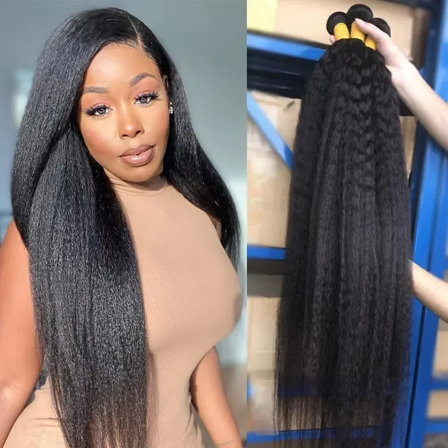 Kinky Straight Human Hair Bundles – Virgin Peruvian Remy Weave