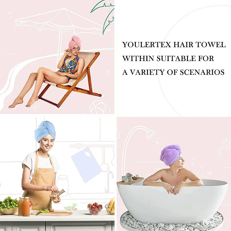 Microfiber Hair Drying Turban – Absorbent Shower Head Wrap