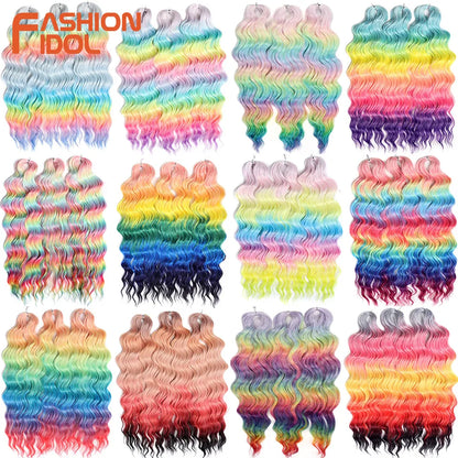 24 Inch Water Wave Crochet Braiding Hair Extensions – Synthetic Ombre