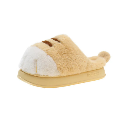 Cat Paw Fuzzy Slippers for Women – Cute Plush Non-Slip House Shoes