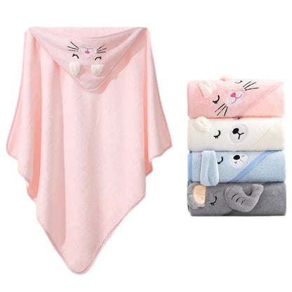 Baby Hooded Bath Towel – Soft Cartoon Animal Bathrobe Wrap for Newborns