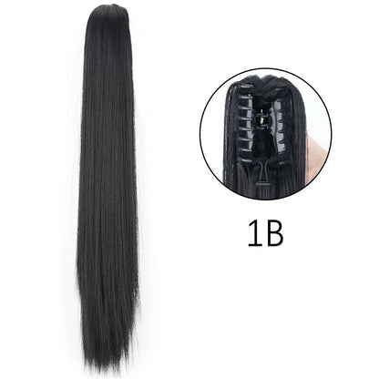 Claw Clip Ponytail Extension 24 Inch Wavy Synthetic Hair Heat Resistant