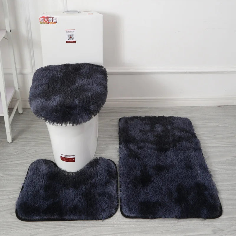 Bathroom Rug Set 3-Piece – Plush Non-Slip Bath Mat & Toilet Seat Cover