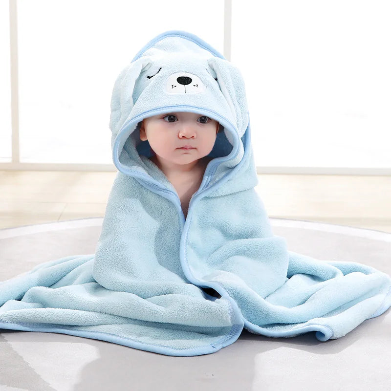 Baby Hooded Bath Towel – Soft Cartoon Animal Bathrobe Wrap for Newborns