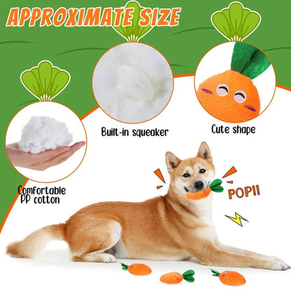 Squeaky Carrot Plush Dog Toy for Small & Medium Dogs