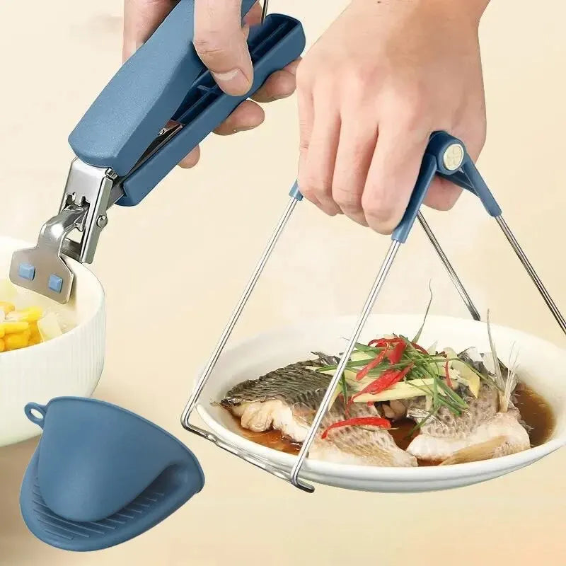 Silicone Oven Mitts & Bowl Clamp Kitchen Tool Set – Anti-Scald