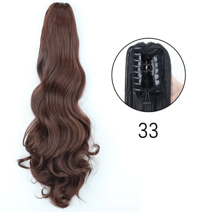 Claw Clip Ponytail Extension 24 Inch Wavy Synthetic Hair Heat Resistant