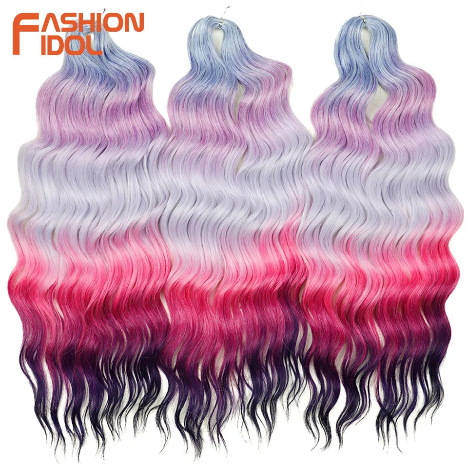 24 Inch Water Wave Crochet Braiding Hair Extensions – Synthetic Ombre