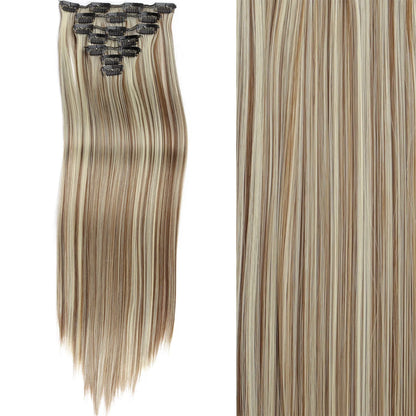 Clip-In Hair Extensions 7pcs 16 Clips Wavy Synthetic 24 Inch