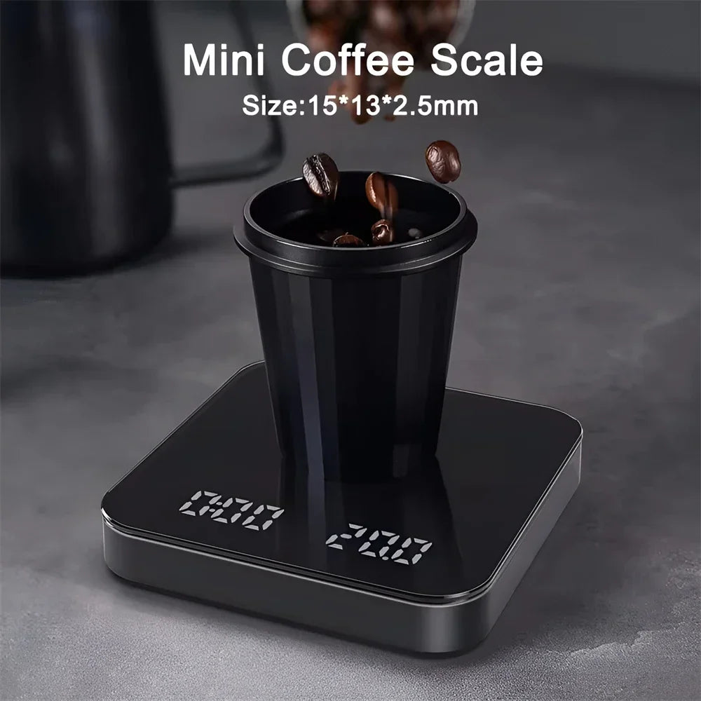 Digital Coffee Scale with Timer, LED Display & USB Charging
