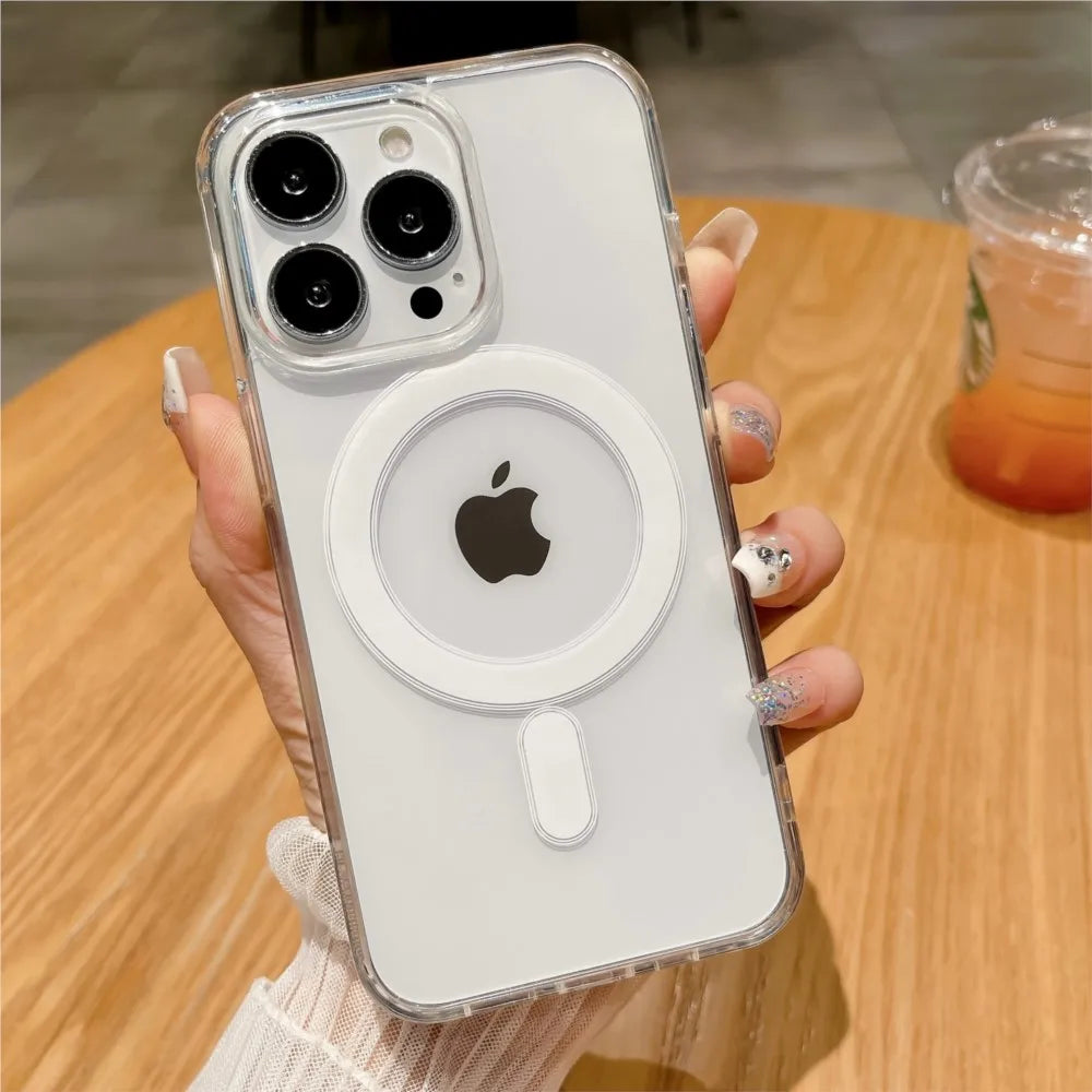 MagSafe Clear iPhone Case – Magnetic Transparent Wireless Charging Cover for iPhone 11–16 Series