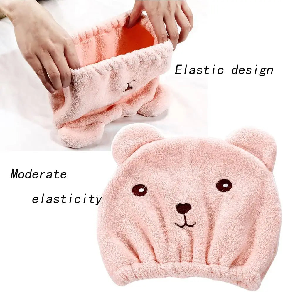 Microfiber Hair Drying Cap – Cute Bear Quick-Dry Towel Hat