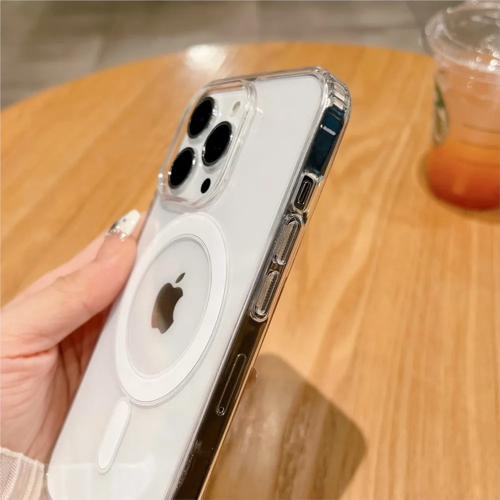 MagSafe Clear iPhone Case – Magnetic Transparent Wireless Charging Cover for iPhone 11–16 Series