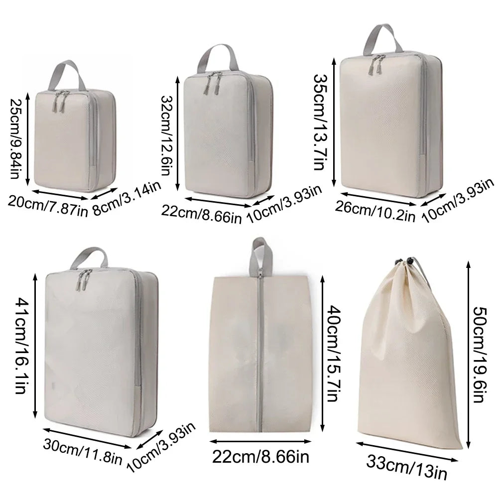 Packing Cubes Set 6-Piece – Compressible Travel Organizer Bags