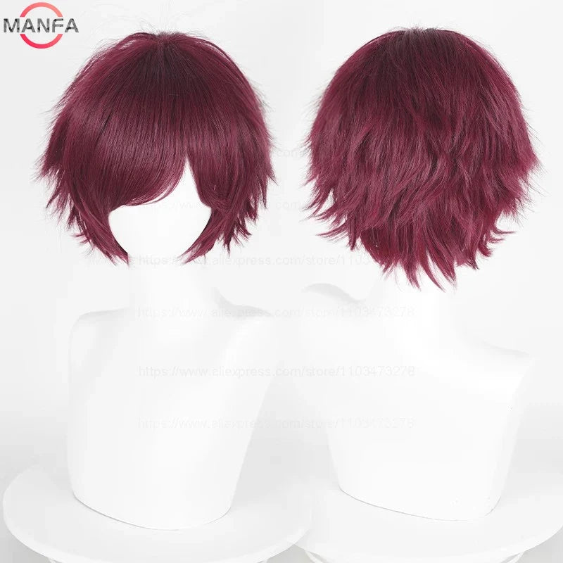 Short Straight Anime Cosplay Wig – 30cm, Multiple Colors for Men & Women