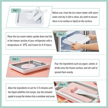 Rolled Ice Cream Pan with 2 Spatulas – DIY Frozen Yogurt Maker