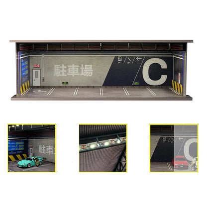 G-Fans 1/64 Scale Parking Lot Diorama Scene with LED Light
