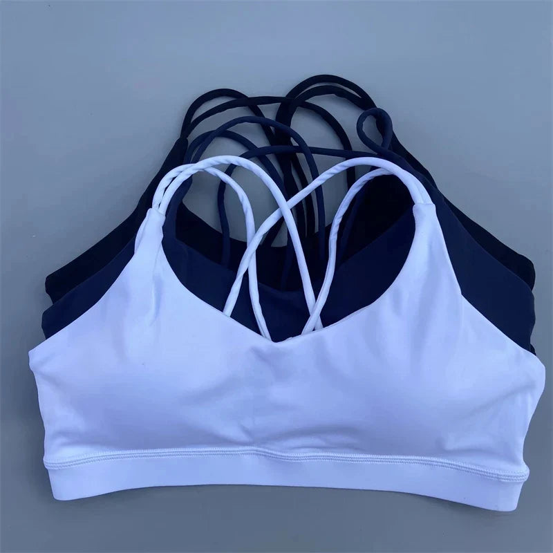 Women's Cross-Back Sports Bra – Soft Fitness Top for Yoga & Gym