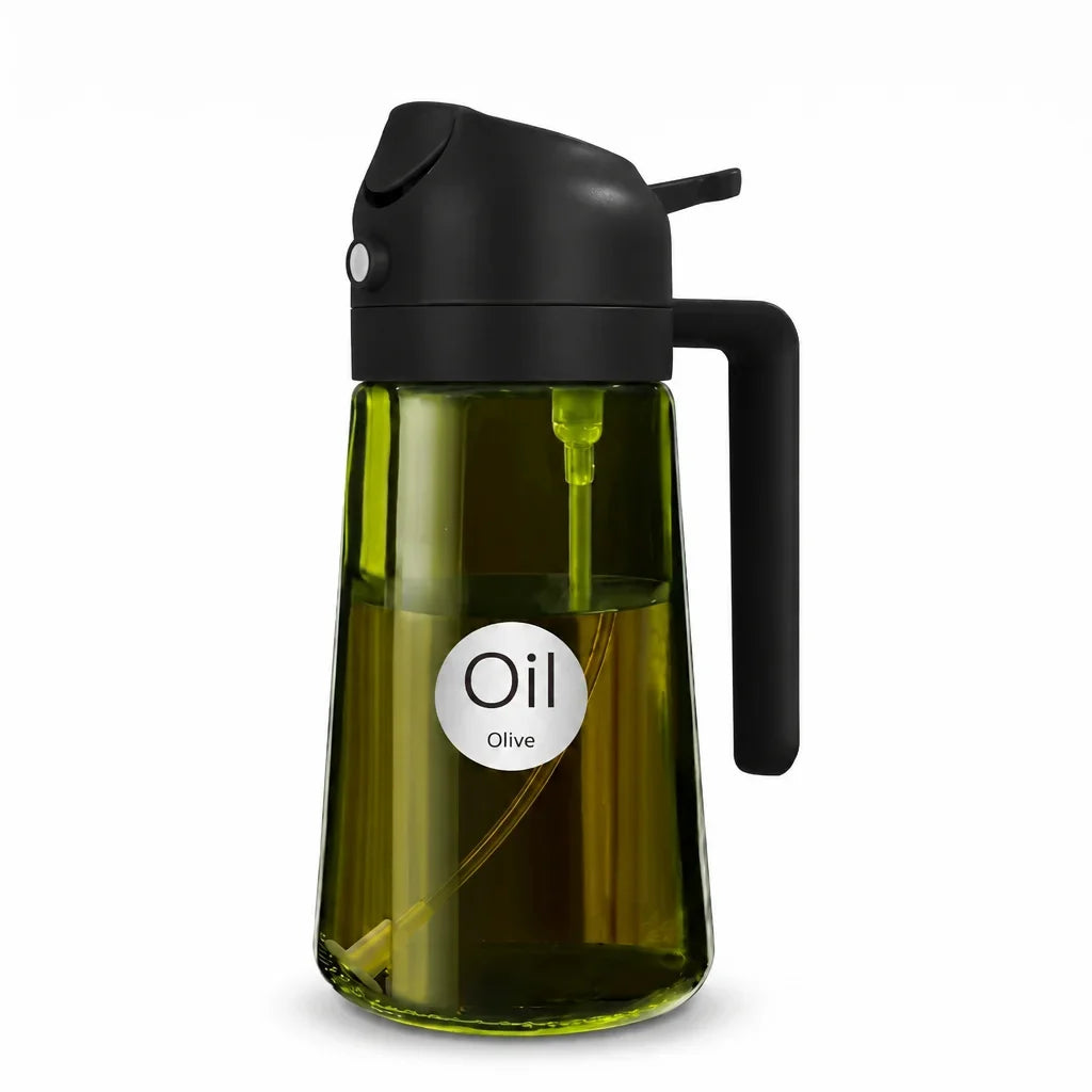 2-in-1 Oil Dispenser Bottle with Sprayer – 16.9 oz & 6.8 oz
