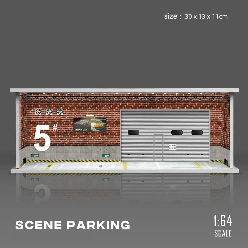 1:64 Scale Parking Garage Scene Model with LED Lights
