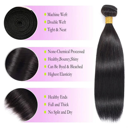 Brazilian Straight Human Hair Bundles Remy Virgin Unprocessed
