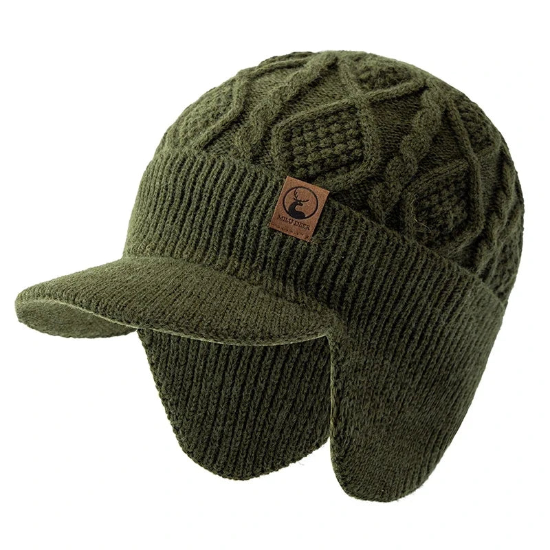Winter Knit Earflap Beanie Cap – Fur Lined Warm Ski Hat