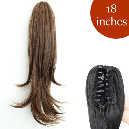 Claw Clip Ponytail Extension 24 Inch Wavy Synthetic Hair Heat Resistant