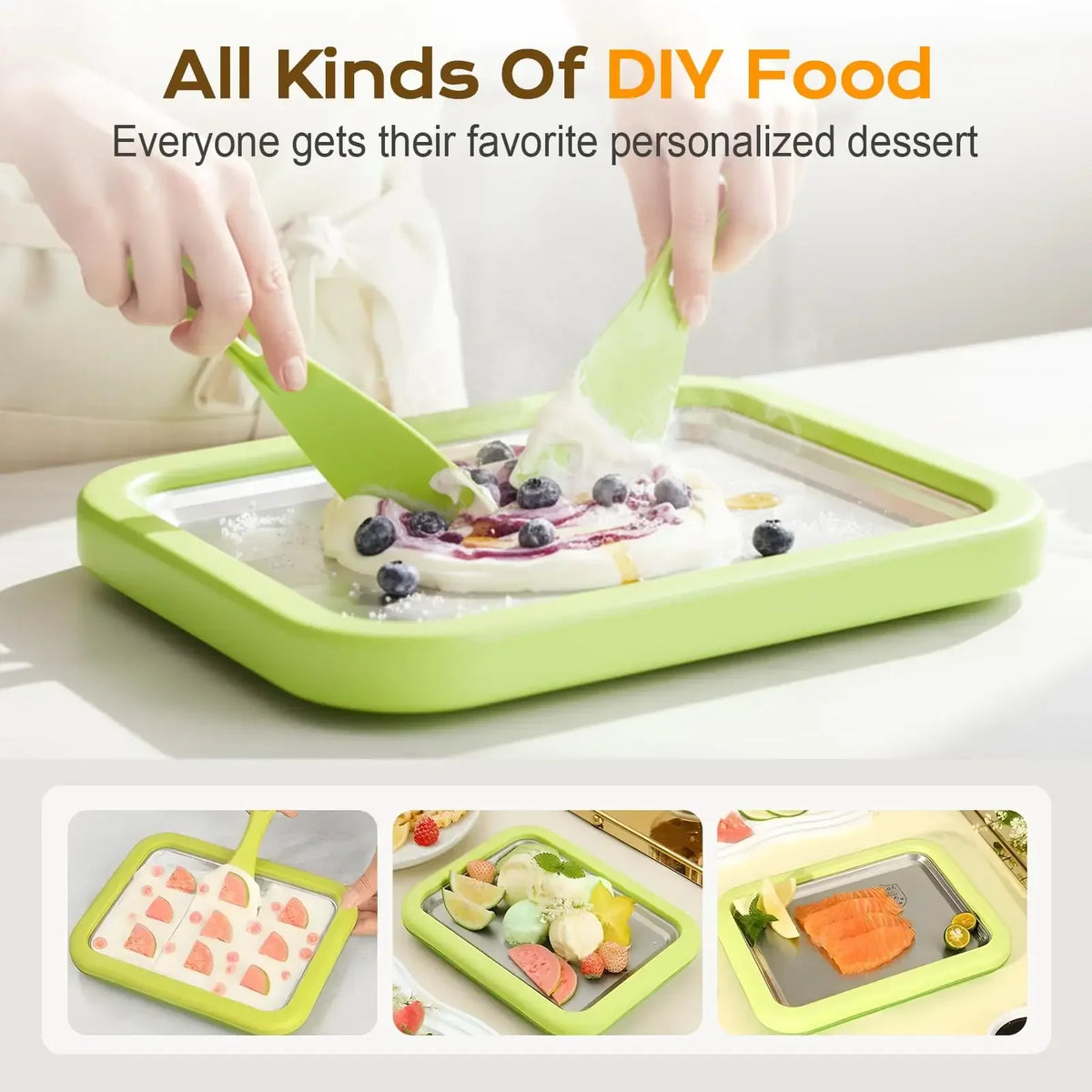 Rolled Ice Cream Maker – DIY Fried Ice Cream & Frozen Yogurt Pan