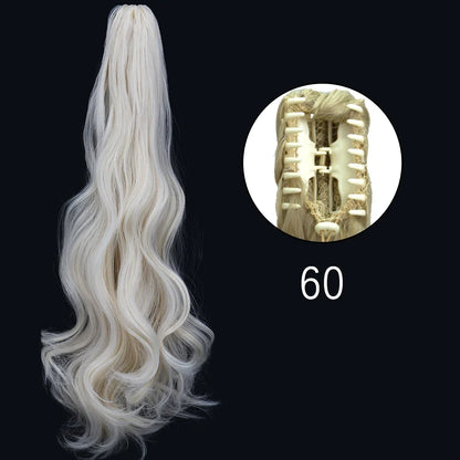 Claw Clip Ponytail Extension 24 Inch Wavy Synthetic Hair Heat Resistant